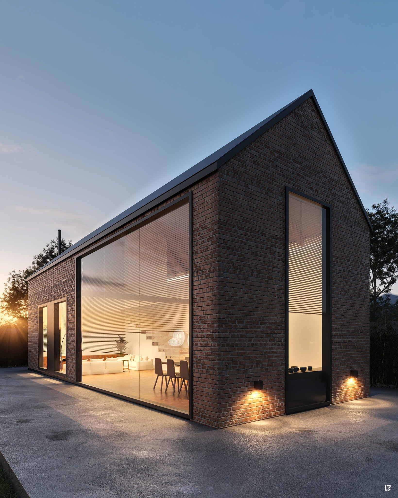 Brick house Glass wall | FREE Private scenes | Blendkit