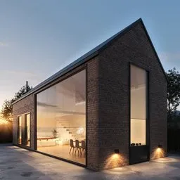 Brick house Glass wall