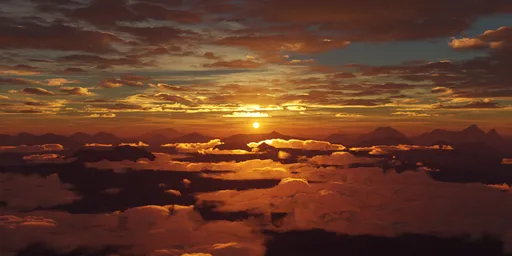 Aerial Dramatic Mountain Sunset