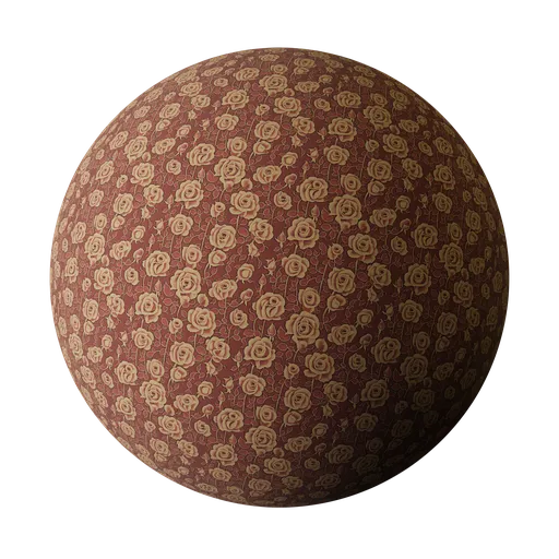 High-resolution floral wallpaper texture for 3D models with customizable color ramp and adjustable roughness in Blender PBR workflow.