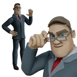 3D animated businessman model with suit and red tie, compatible with Blender and Mixamo.