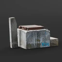 Realistic 3D model of a weathered concrete drain, suitable for Blender cityscape scenes.