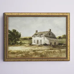 Rustic Farmhouse Landscape Painting