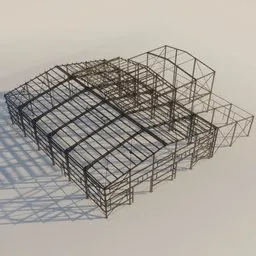Rusty metal framework of a spacious hall, designed for Blender 3D modeling and architectural visualizations.