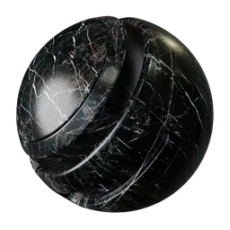 High-resolution black marble PBR texture for 3D modeling and rendering in Blender.