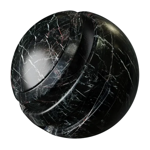 High-resolution black marble PBR texture for 3D modeling and rendering in Blender.