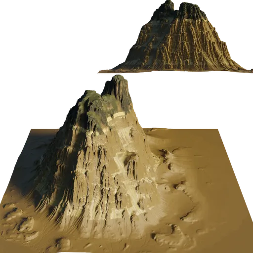 Highly detailed 3D island terrain with cliffs and mountains, ideal for Blender rendering.