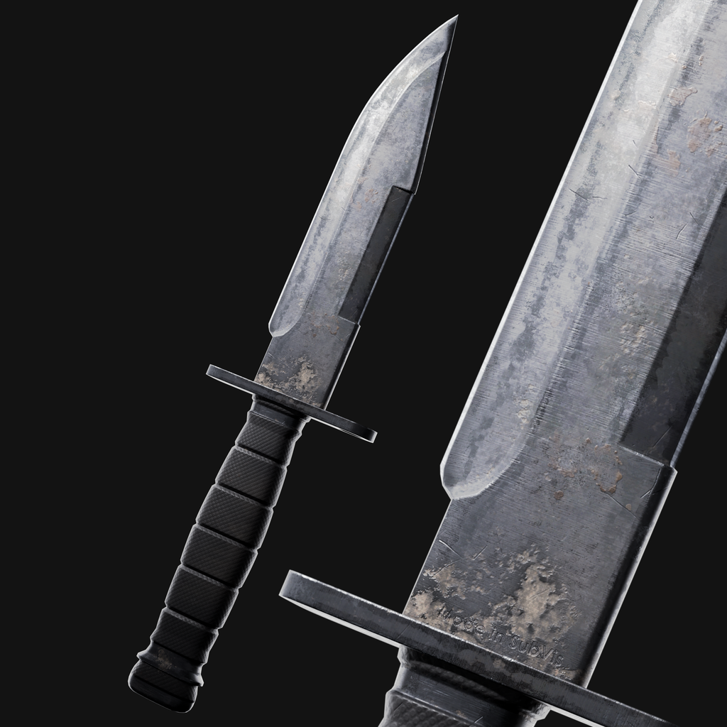 Used Knife M9 Modern Weapons models BlenderKit