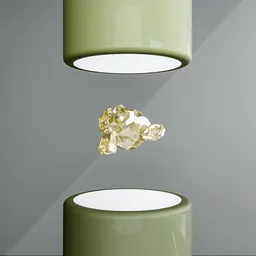 Minimalist 3D podium with crystal for product visualization in Blender, customizable lighting and color.