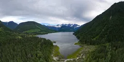 Aerial Green Mountain Landscape Overcast