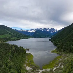 Aerial Green Mountain Landscape Overcast