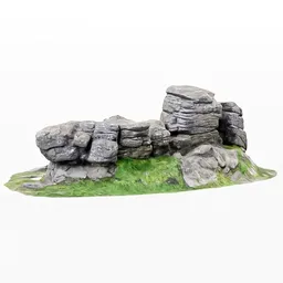 Realistic 3D rock model from Dartmoor, perfect for Blender landscapes, with detailed textures.