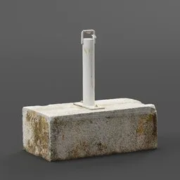 Detailed 3D model of a weathered concrete traffic barrier with reflective pole, suitable for Blender urban scenes.