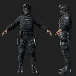 Police Tactical Unit Rigged Black