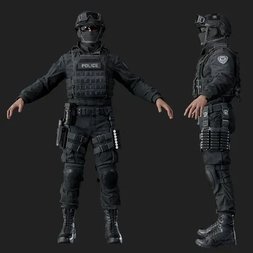 Police Tactical Unit Rigged Black