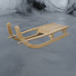 "Tyrolean competition toboggan 3D model for Blender 3D: A sleek and agile sled used in competitive races. Inspired by traditional North American and Tyrolean designs, this non-binary model features a flat shape, special steering, and is made of bamboo wood. Perfect for generating stunning renders and animations in Unreal Engine 5 and Octane Render."