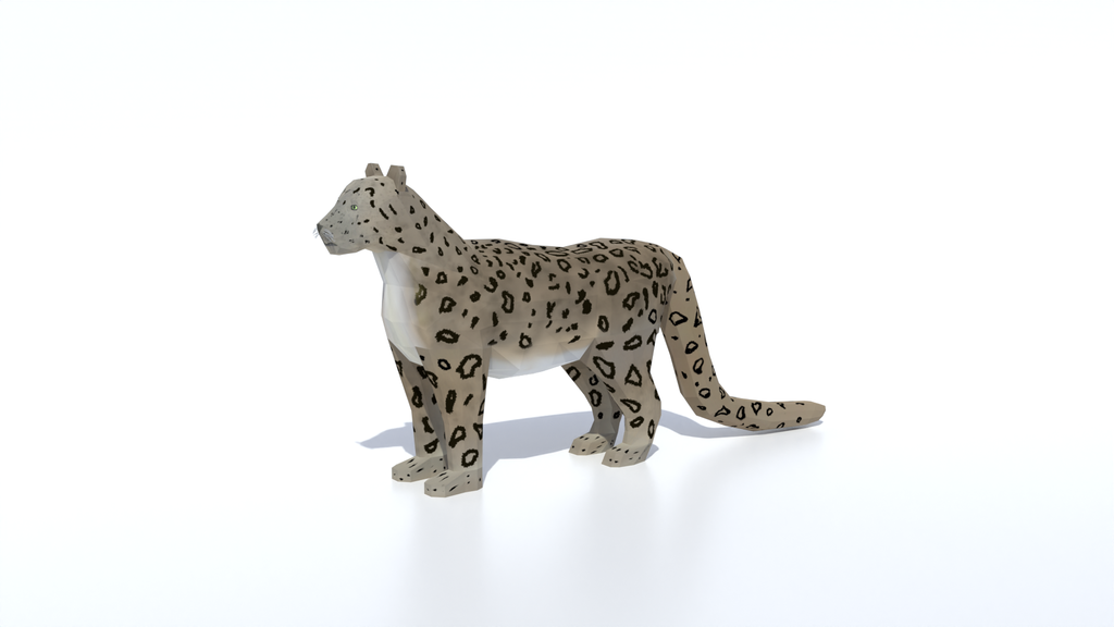 Low Poly Snow Leopard | Mammals models | Blendkit