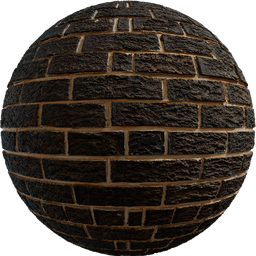 Realistic dark brick wall PBR material texture for 3D modeling in Blender, with detailed surface patterns.