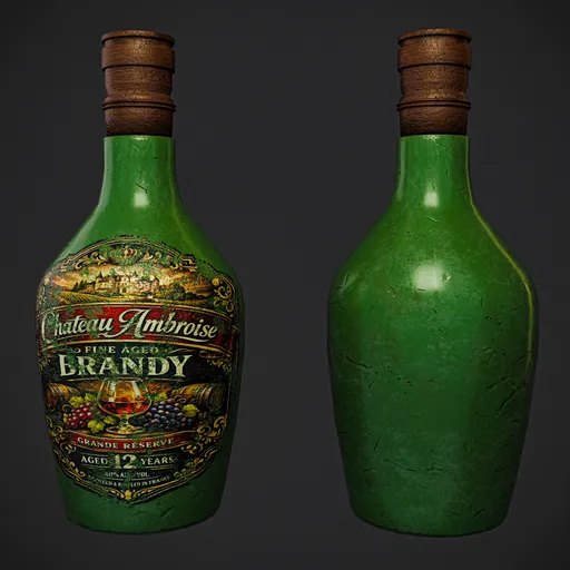 Vintage Brandy Green Bottle
