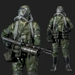 Hazmat Soldier Rigged Dark Green Suit