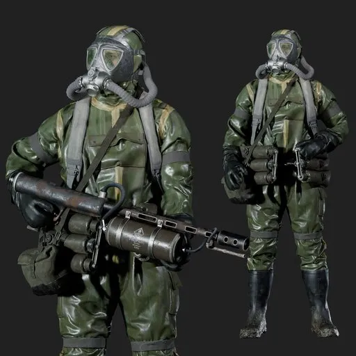 Hazmat Soldier Rigged Dark Green Suit