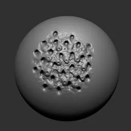 3D sculpting brush for Blender creating detailed alien creature skin textures and hole patterns.