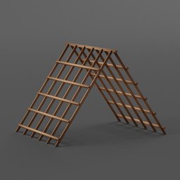 "Wooden trellis 3D model for Blender 3D - inspired by Alfons Walde and made for the Betty Fleetfoot movie. Features include ladder, lattice, umbrella top, decorative frame, and leaves trap. Perfect for creating an authentic outdoor setting."