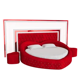 Heart-shaped tufted bed red