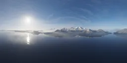 Mountain Lake Aerial Sunny Clouds