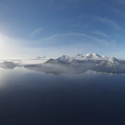Mountain Lake Aerial Sunny Clouds