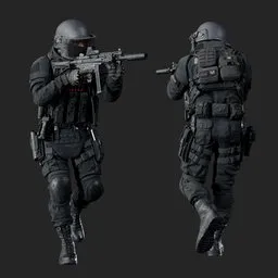 Police Tactical Unit Aiming Pose