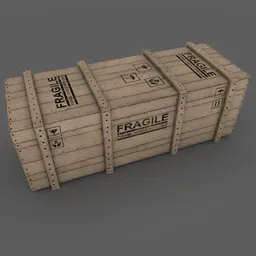 Highly detailed weathered wooden transport box 3D model with PBR textures, ready for Blender rendering.