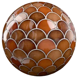 Ceramic tile fishscale orange