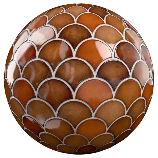 Ceramic tile fishscale orange