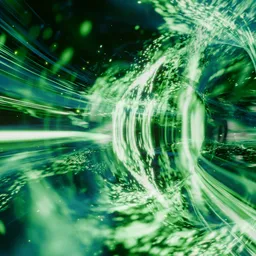 Glowing Green SciFi Wormhole Tunnel