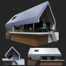Modern Wood House with Gable Roof