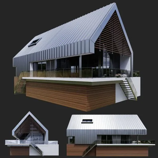 Modern Wood House with Gable Roof