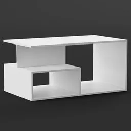 Modern minimalist geometric white 3D-rendered coffee table design optimized for Blender.