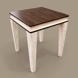 Detailed 3D rendering of a wooden stool with textured legs and seat, compatible with Blender.