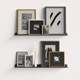 Shelf with pictures and decoration
