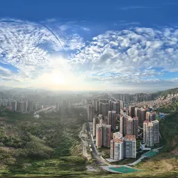 Sunset green tree mountain cloud