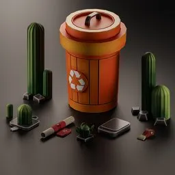 Trash can mini-set