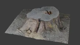 Realistic textured 3D model of a cut tree stump suitable for Blender rendering and game asset creation.