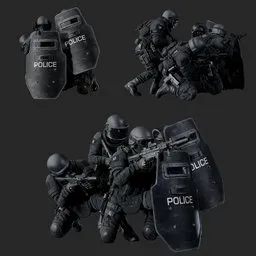 Police Tactical Squad Shield Defensive Black