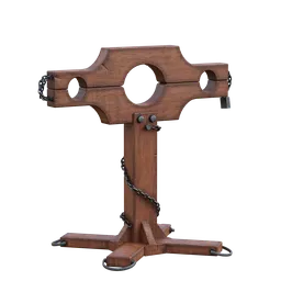 Detailed 3D wooden torture rack model with high-res textures, ideal for Blender historical scenes.