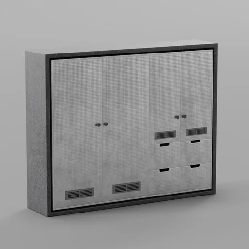 Modern Shoe Cabinet – Large Entryway Storage Cupboard with Drawers (PBR / Real Scale)
