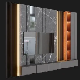 Modern Blender 4.1 crafted 3D TV unit with sleek design, clean lines and realistic textures, optimized for standard TVs.