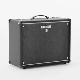 Illustration of a Boss Katana guitar amp 3D model, suitable for Blender rendering, showing fine detail.