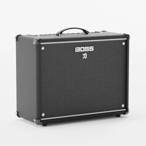 Illustration of a Boss Katana guitar amp 3D model, suitable for Blender rendering, showing fine detail.
