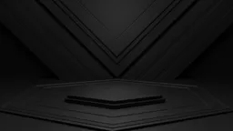 Elegant 3D black abstract geometric background for product showcase, ideal for creative industries.
